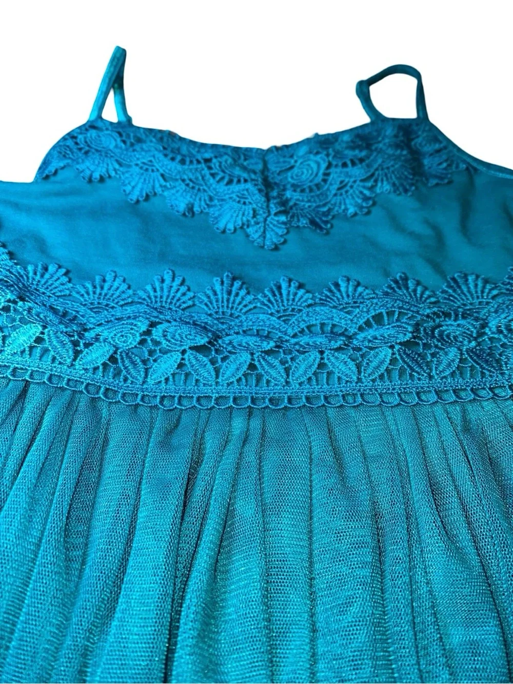 Zhenzi Teal Lace Bodice Tulle Dress for Girls